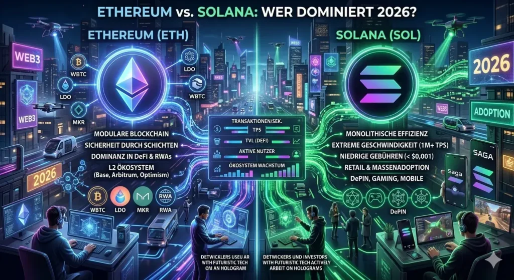Ethereum vs. Solana: Wer dominiert 2026?