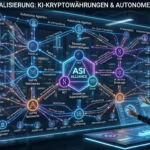 „Netzwerk-Visualisierung von KI Kryptowährungen und autonomen Agenten im Jahr 2026.